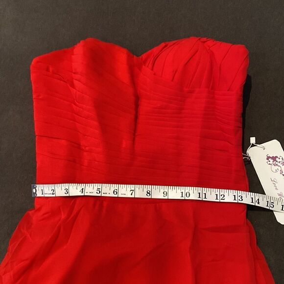 Women’s Full Length Red Chiffon Prom Party Dress Sweetheart Neckline Size 6 NWT - Picture 7 of 11